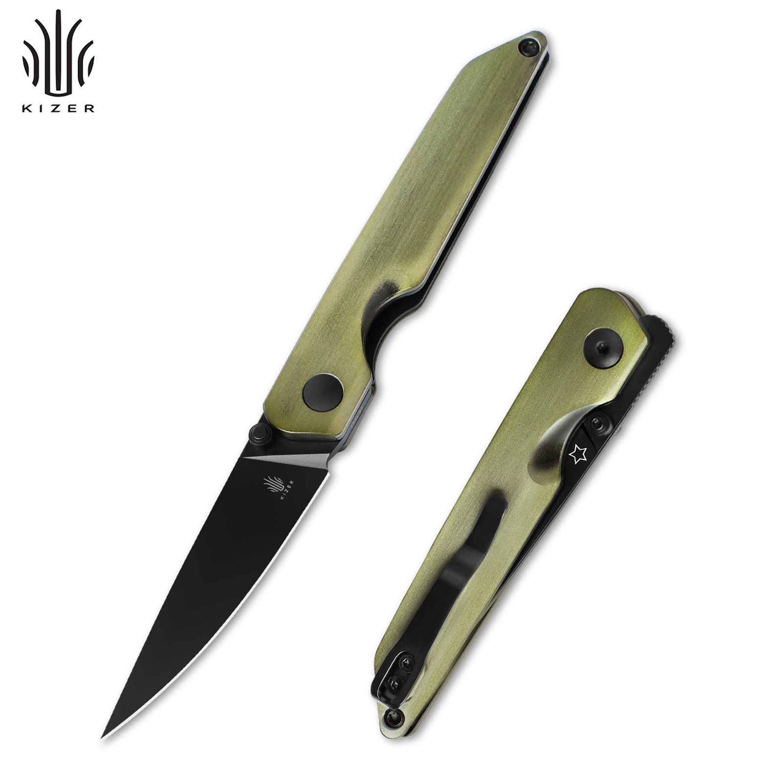 Kizer Shot Drop Point Folding Pocket Knife 154CM Blade Aluminium Handle V3677C2