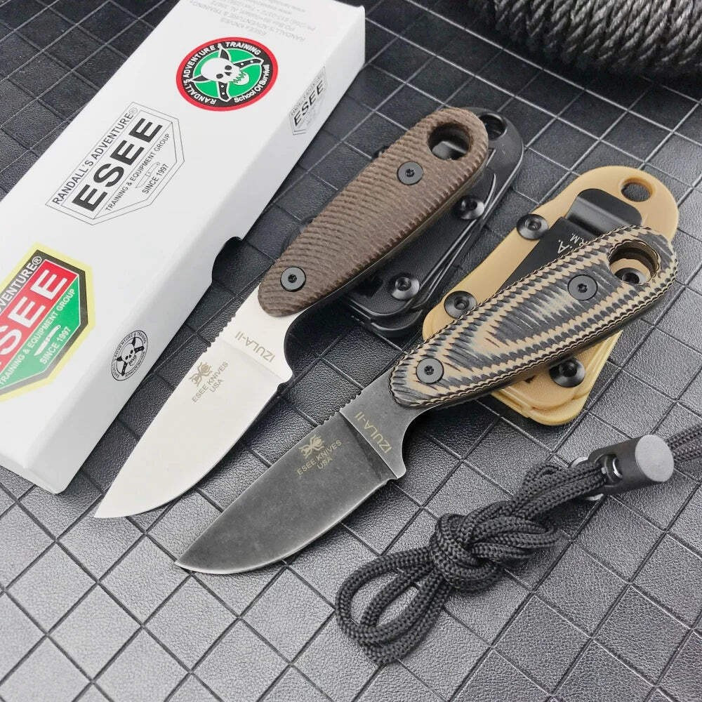 Izula Style Fixed Blade Knife 2.6″ Drop Point High Carbon Skeletonized EDC