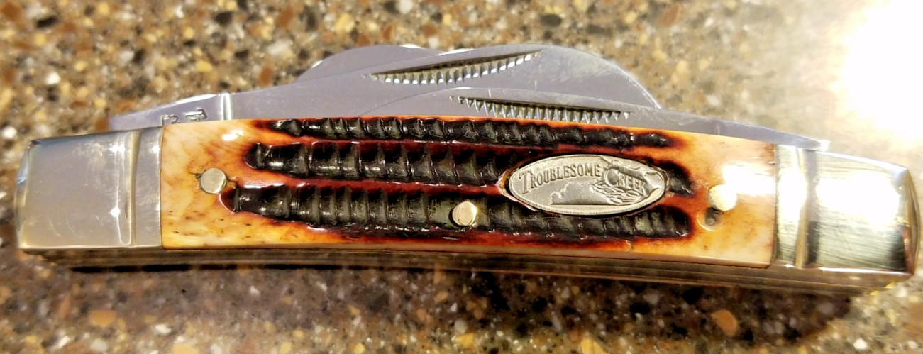 Troublesome Creek , 7011BBJS, Congress Brown Jigged Bone, 3-5/8″, BLEMISH
