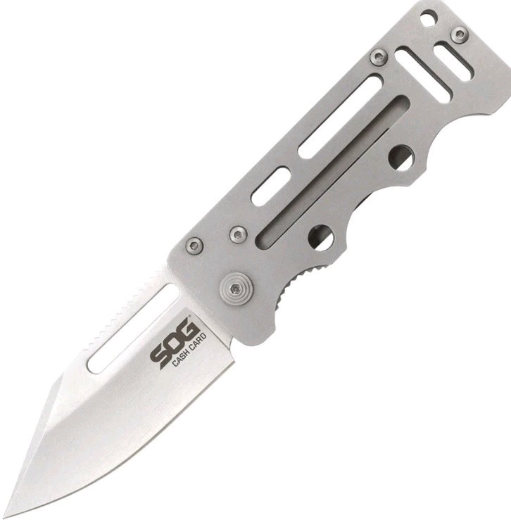 SOG Cash Card Folding Knife, Money Clip, Plain Edge, Stainless