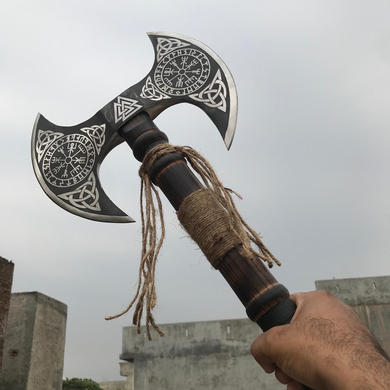 Handmade Double Headed Axe, Carbon Steel Axe, Medieval Warrior, Viking Axe