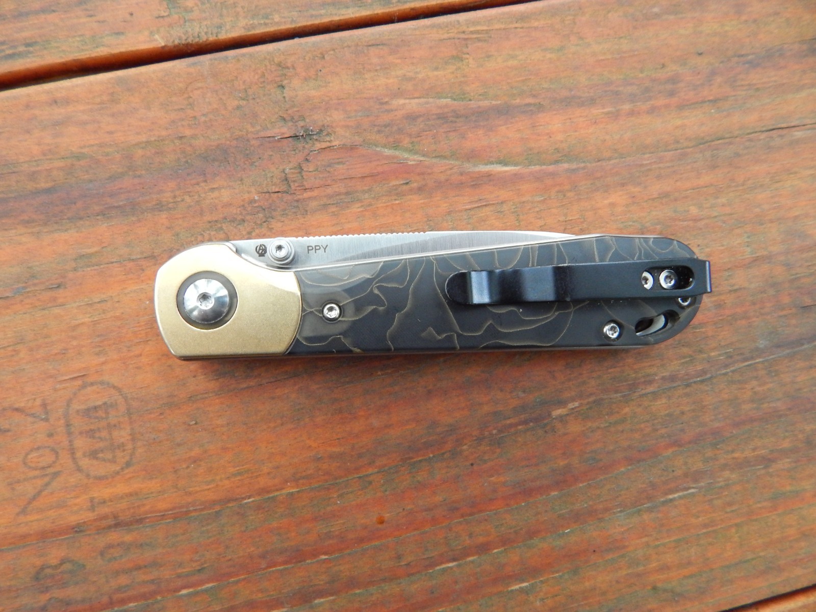 Kizer Cutlery PPY Pocket Knife Linerlock Brass & Raffir Folding CPM-S35VN Blade