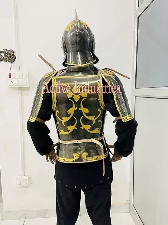 Antique Armor breastplate French Cuirassier Half Body Armor suit With Helmet
