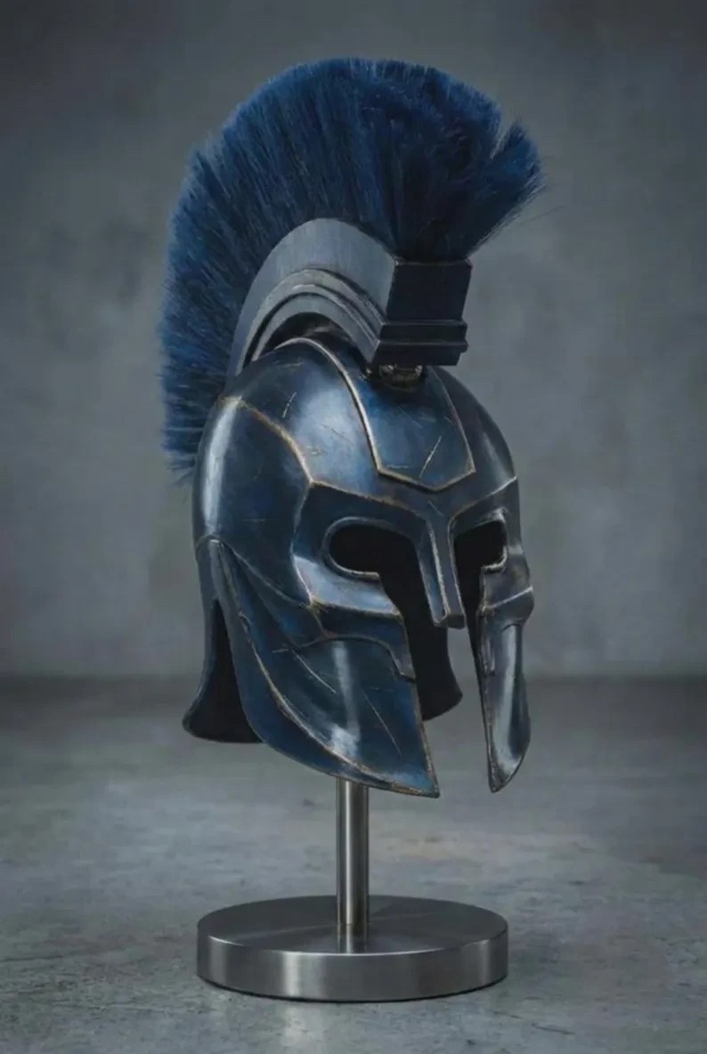 King Agamemnon Greek Warrior Helmet Replica Metal Spartan Trojan Armor Helmet