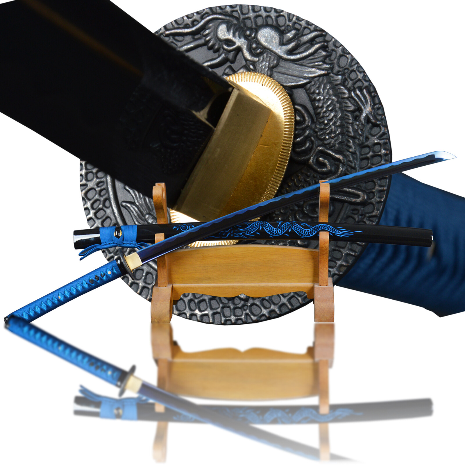 All Blue Katana 1095 Steel Battle Ready Japanese Samurai Sharp Functional Sword