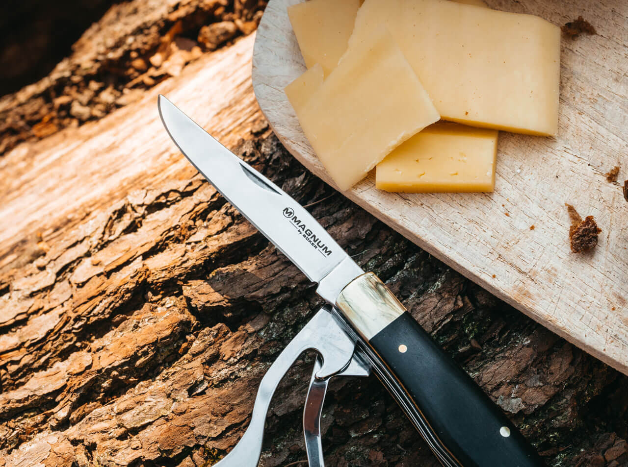 MAGNUM Bon Appetite 3.3″ Hobo Camping Knife 440A Spoon Fork Wood Handle 01LL209