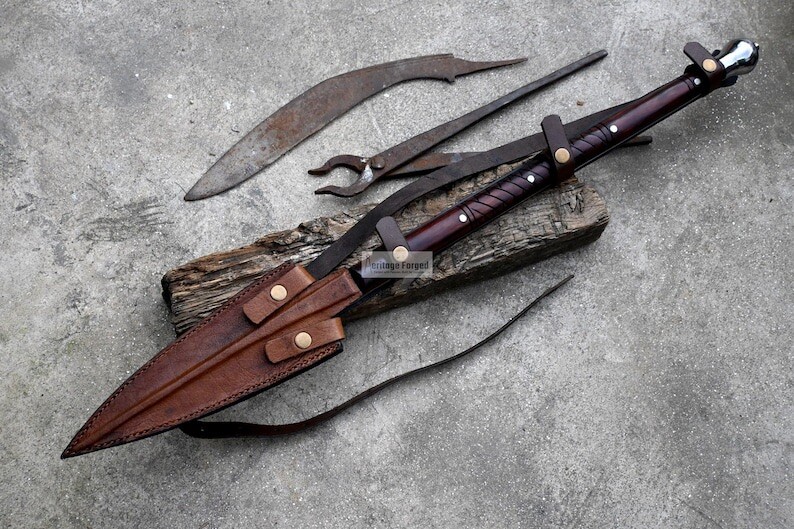 Custom Handmade Carbon Steel Blade Viking Machete Sword | Hunting Sword Camping