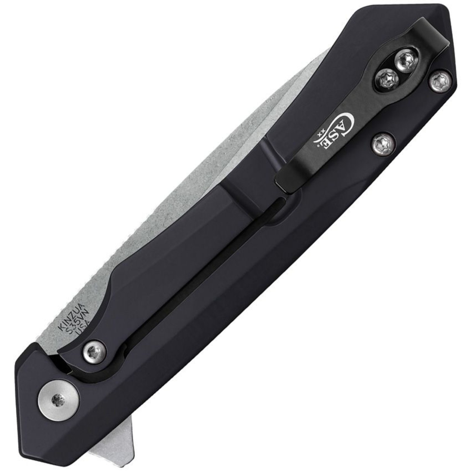 CASE XX 64801 KINZUA FLIPPER KNIFE CPM-S35VN SS BLACK MARBLED CARBON FIBER