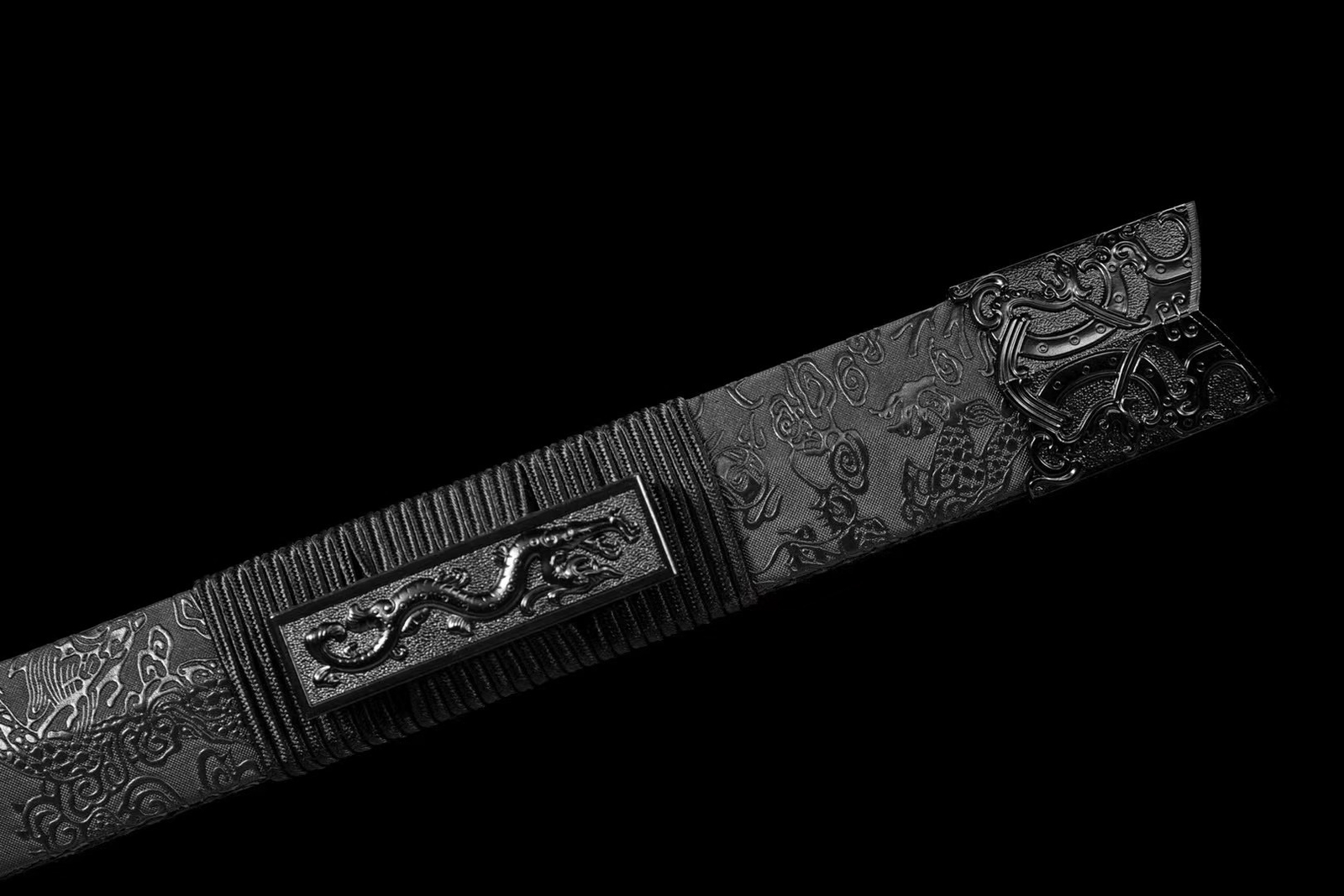 43»Black Dragon Chinese Han Dynasty Jian 1095 Steel Double Edge Straight Sword