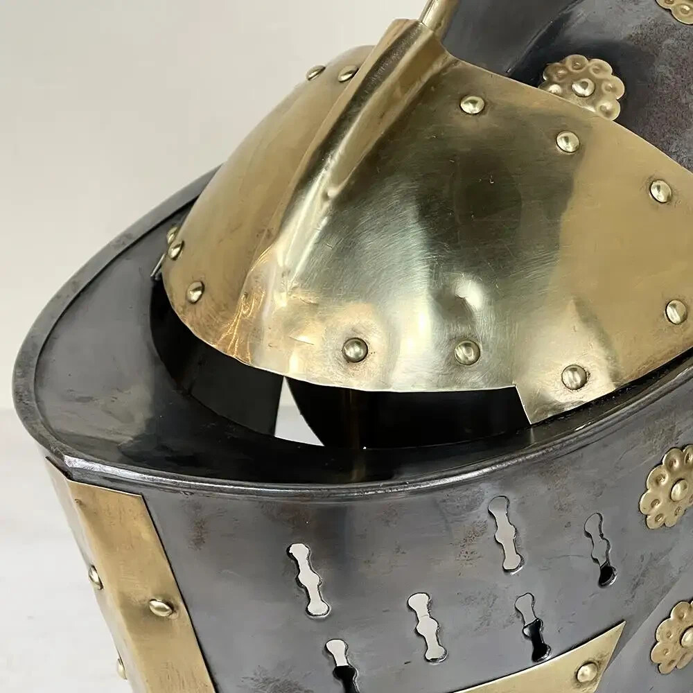 Vintage French Medieval Knight’s Helmet in Brass for Best gift