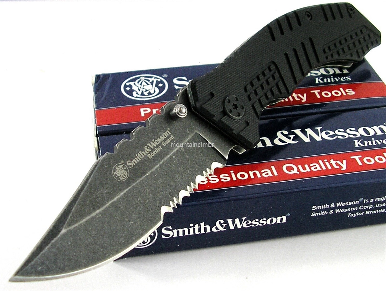 Smith & Wesson Border Guard Blackwashed Clip Point 7.9″ / 4.5″ G10 Knife SWBG9BS