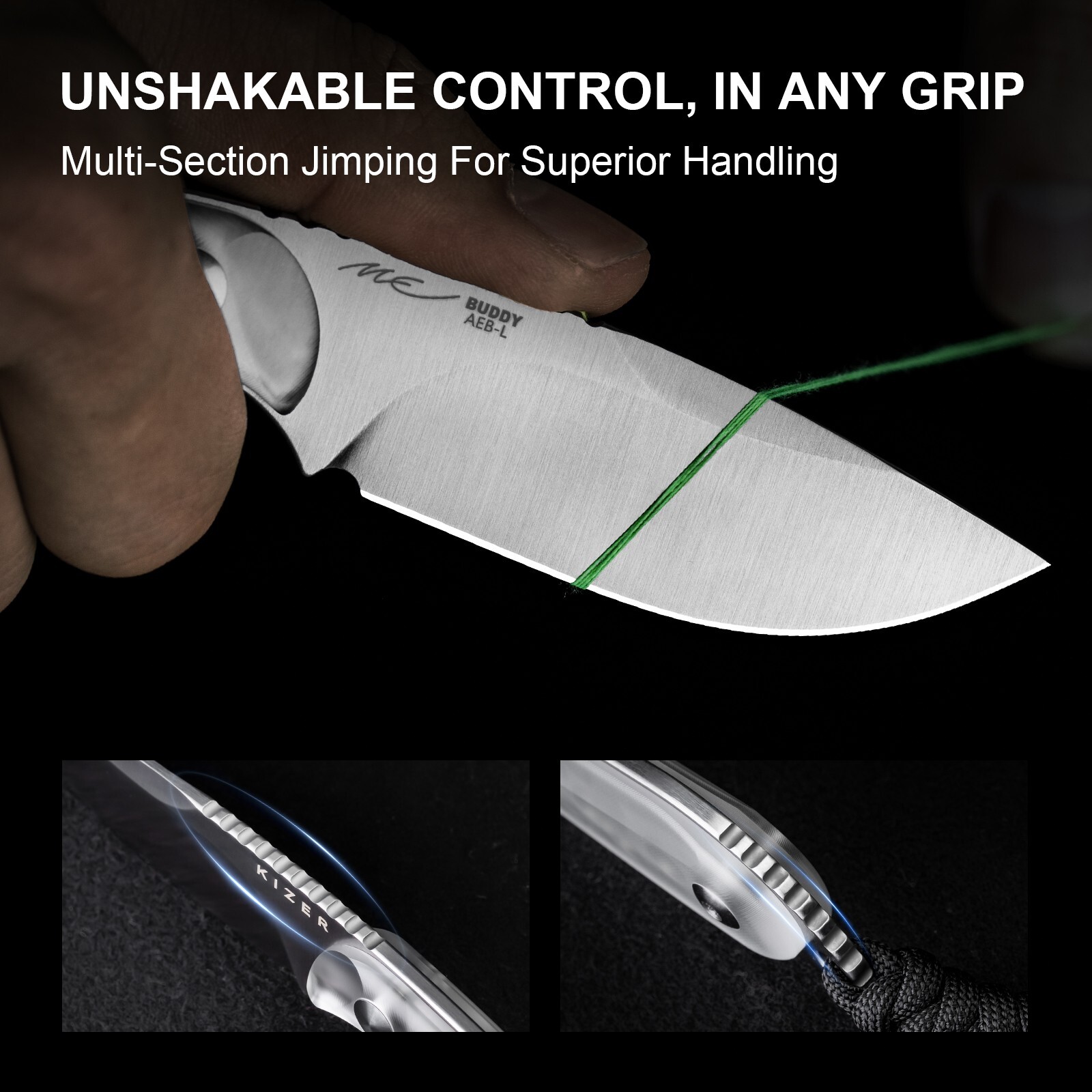 Kizer Buddy Fixed Knife EDC Compact AEB-L Blade Acrylic Handle Drop Point 1081A4