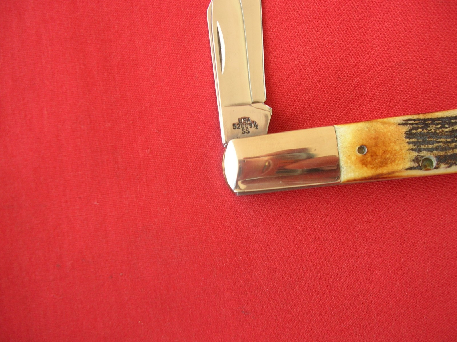 CASE XX 52009 1/2 2 BLADE BARLOW WITH SHIELD STAG HANDLES 2000 KNIFEJ