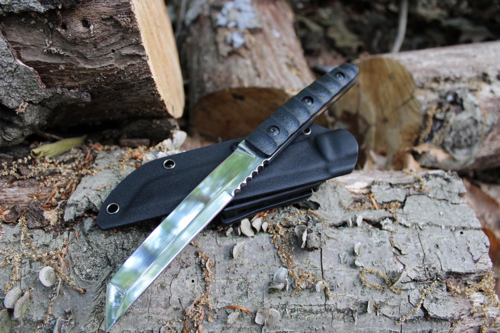 Fixed Tanto D2 Steel Blade Japanese Style Knife G10 Handle & Kydex Sheath EDC