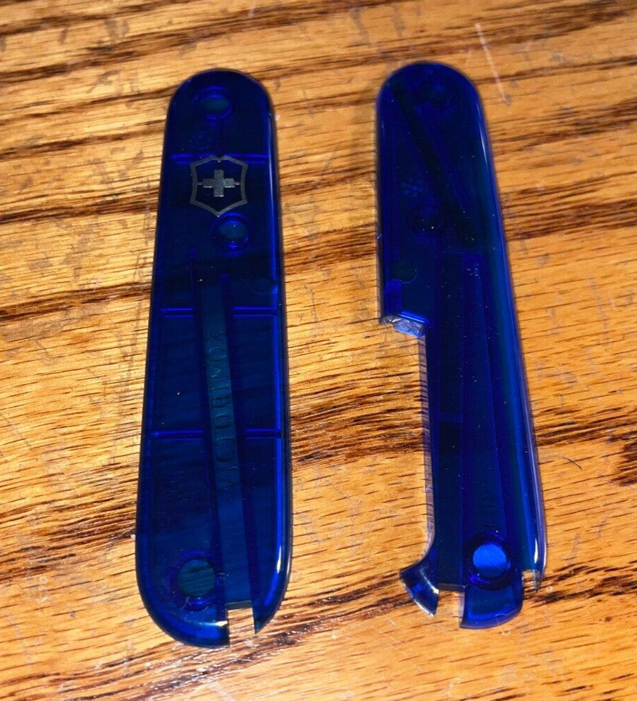 New Victorinox 91mm PLUS HANDLE / SCALE 9 Piece KIT in Trans Sapphire Blue