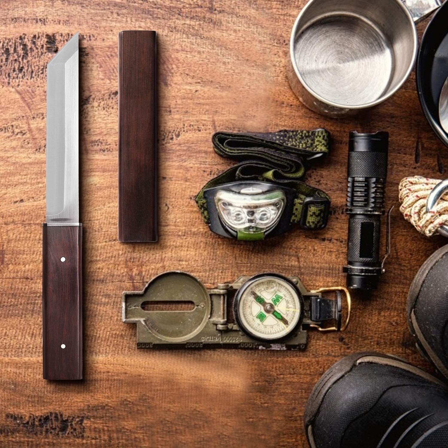 Stainless Steel Fixed Blade Outdoor Knife Japanese Style Katana Camping Knife