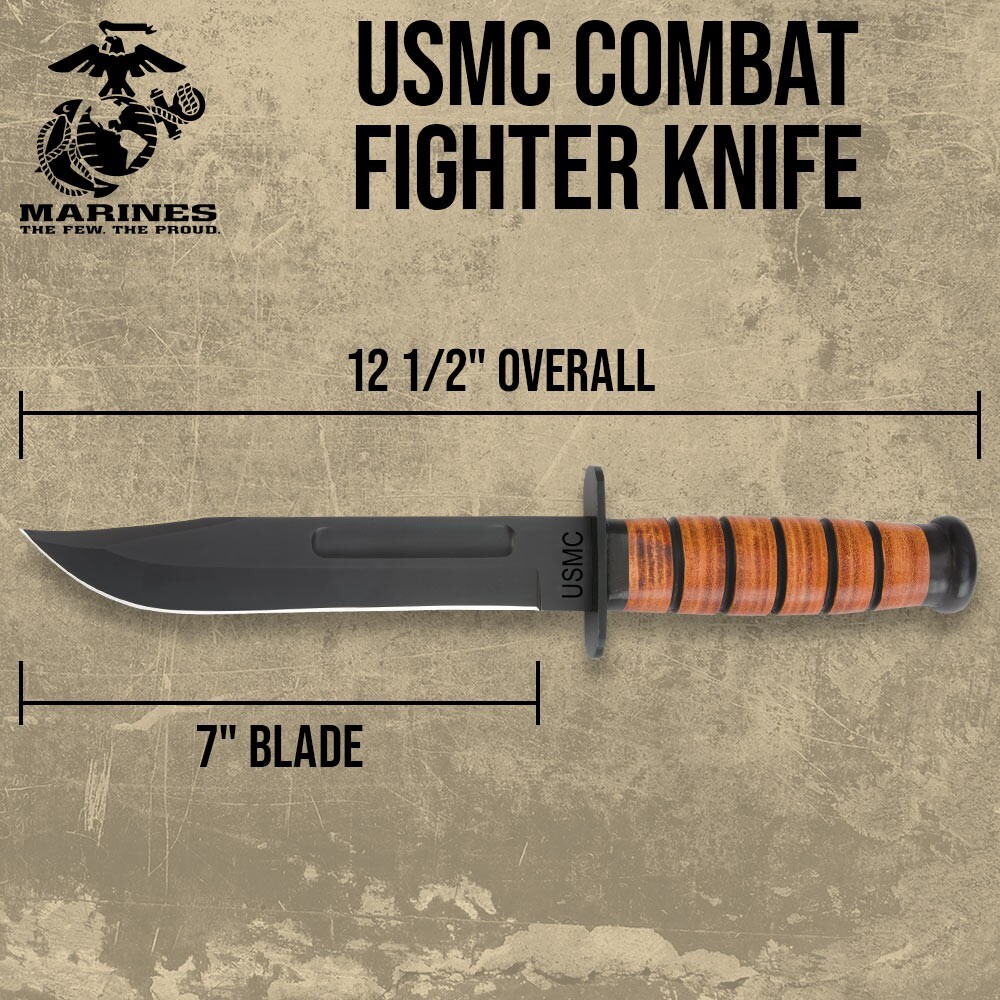 USMC Marines Tactical Bowie Survival Hunting Knife Military Combat Fixed Blade