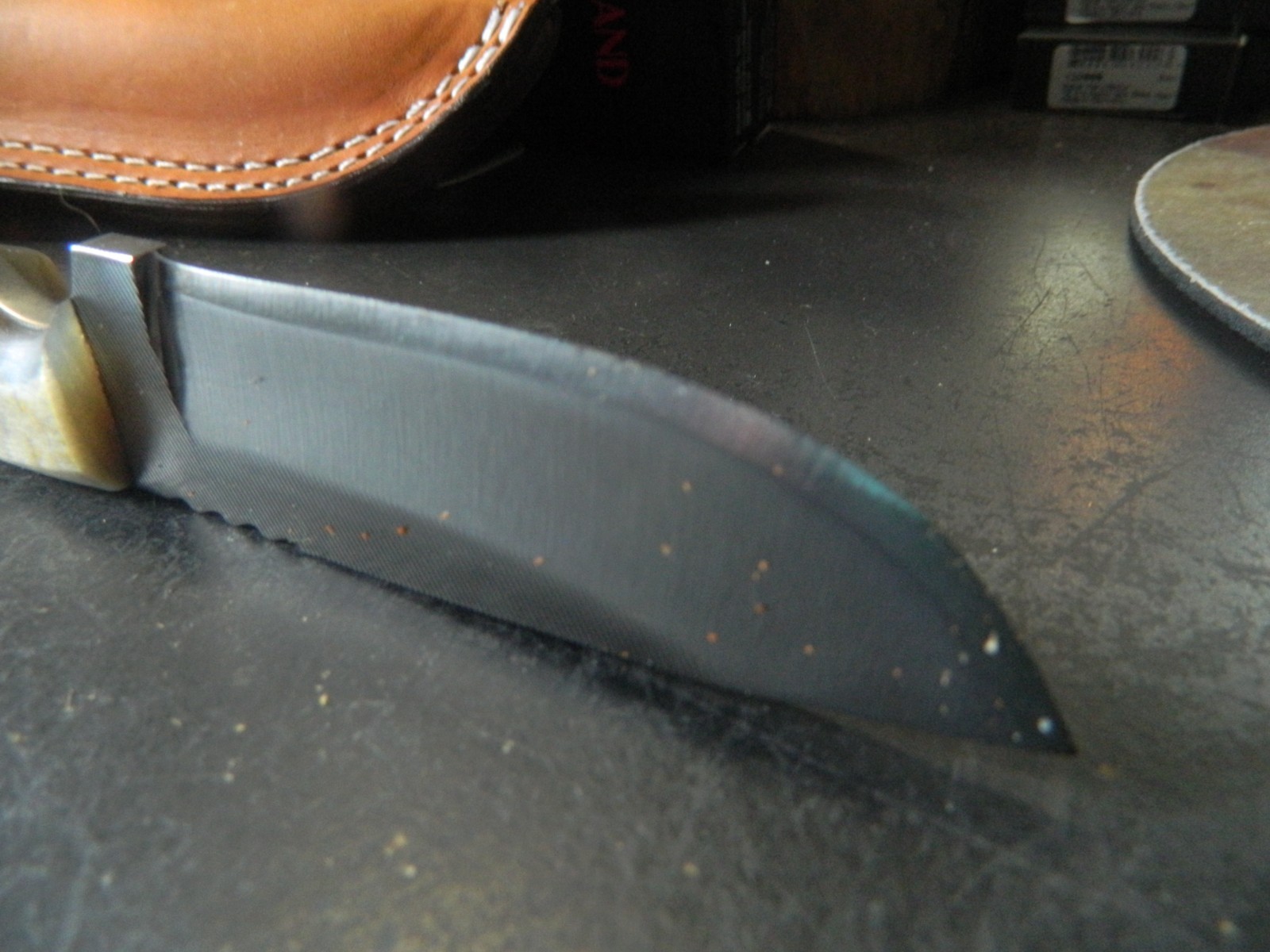 ANZA KNIVES 7.75″-8″ O.A. GENUINE SHEEPS HORN HANDLE BLADE FILE STEEL LEA. SH.