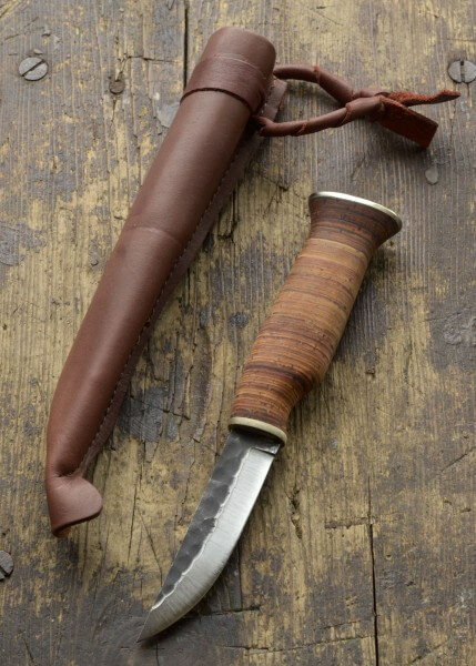 Wood Jewel Fixed Knife 3.63″ Carbon Steel Blade Stacked Birch Bark Handle Sheath