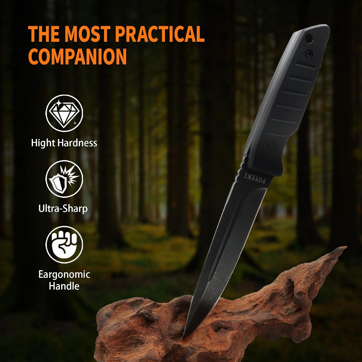 Hunting Knife with Sheath,9.8-Inch Full Tang Fixed Blade Tactical Knife with G10