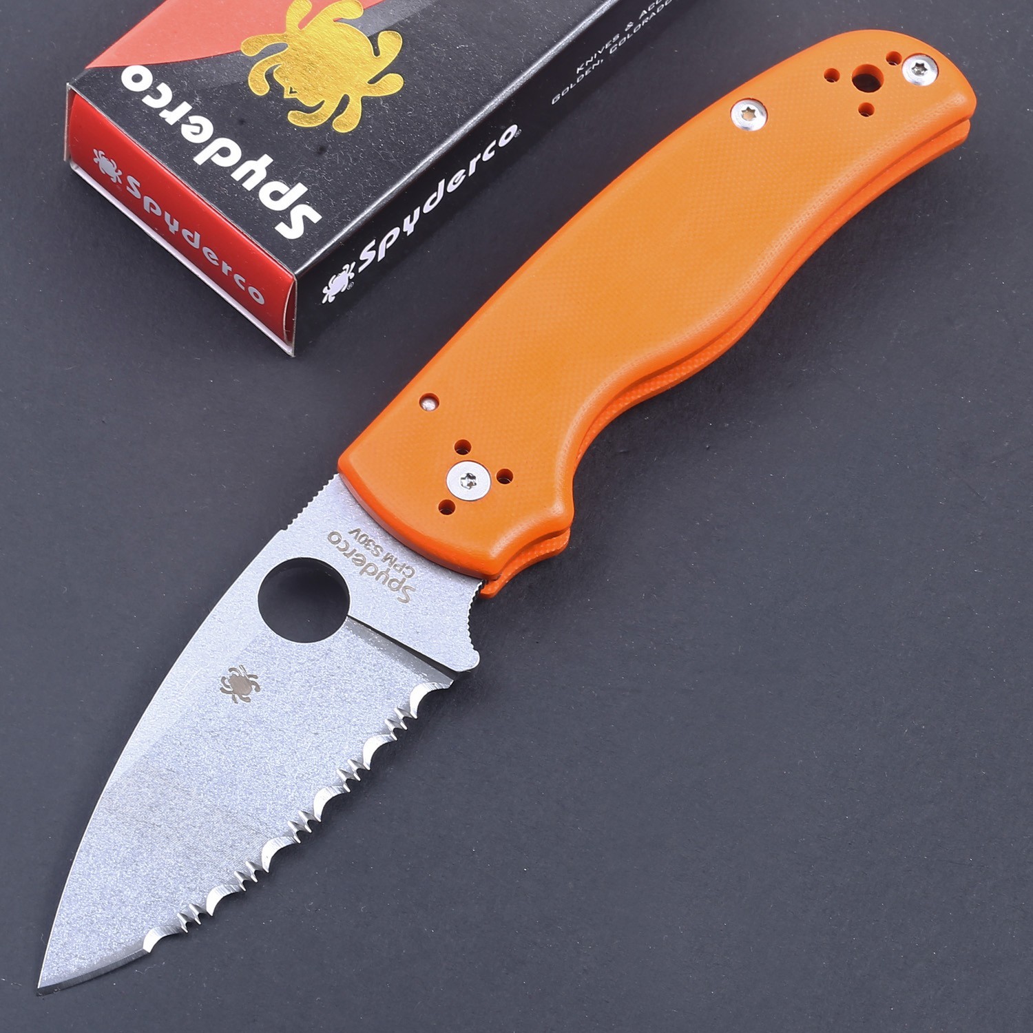2026 Orange G10 Handle Thick Heavy Duty Pocket Knife Folding Serrated Blade
