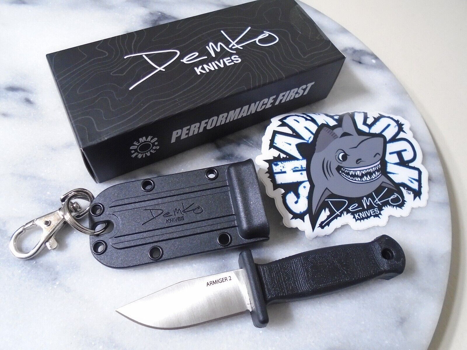 Demko Armiger 2 Mini Clip Point Fixed Blade Knife Covert DEM09648 4034SS Sticker