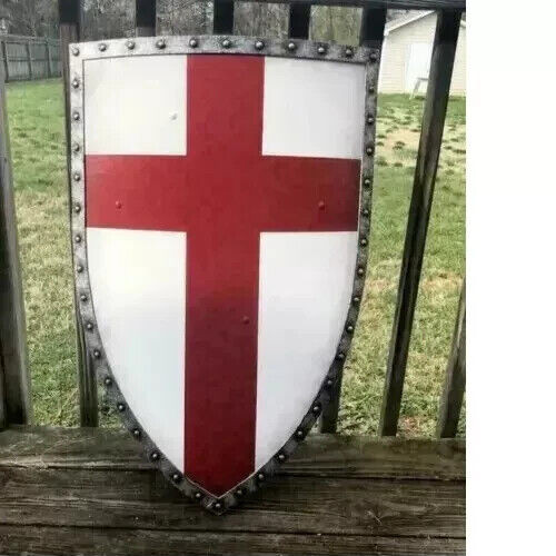 Medieval RED Cross Battle Armor HEATER shield Templar COSPLAY CRUSADER shield