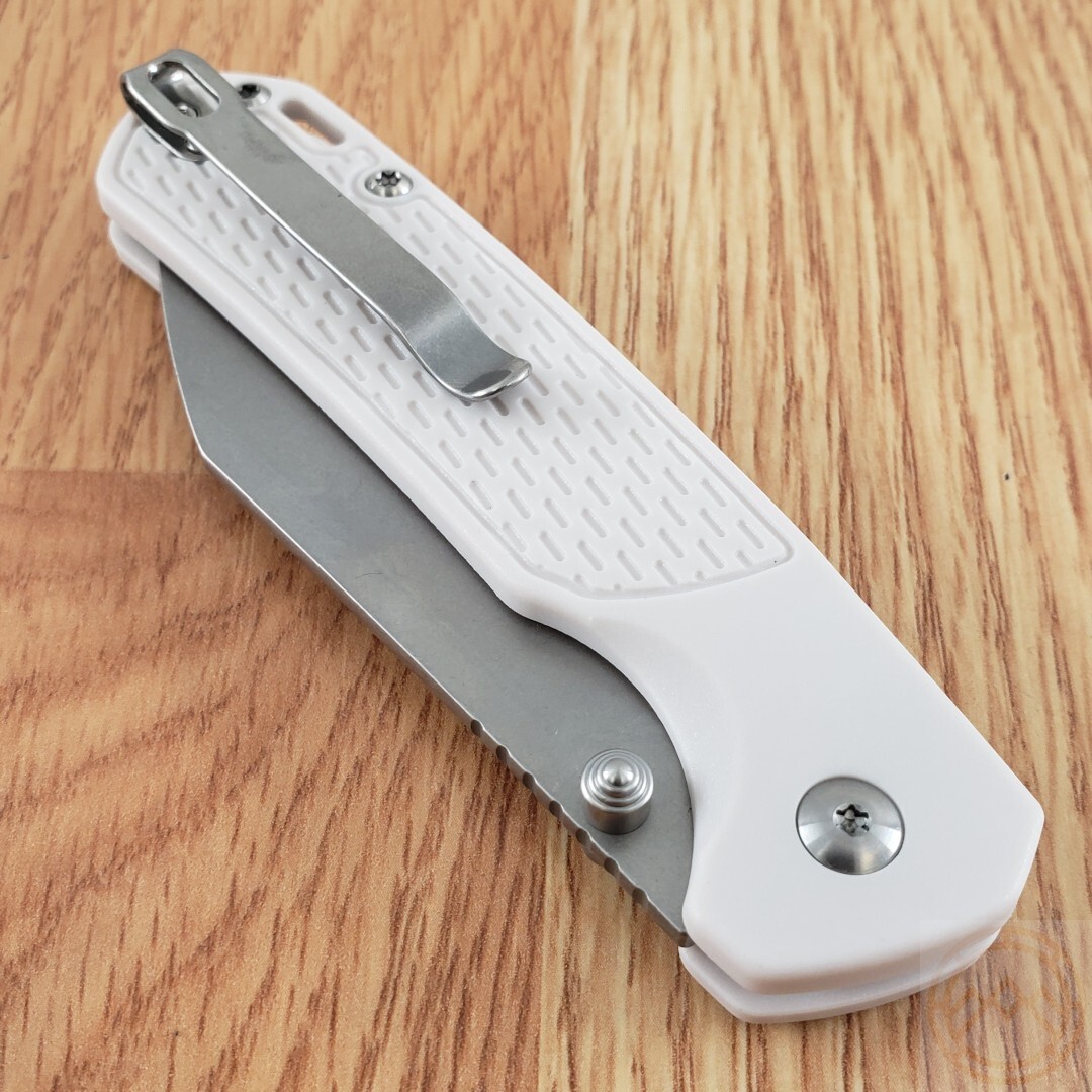 CJRB Pyrite Folding Knife 3.25″ CPM S90V Steel Blade Light Gray FRN Handle