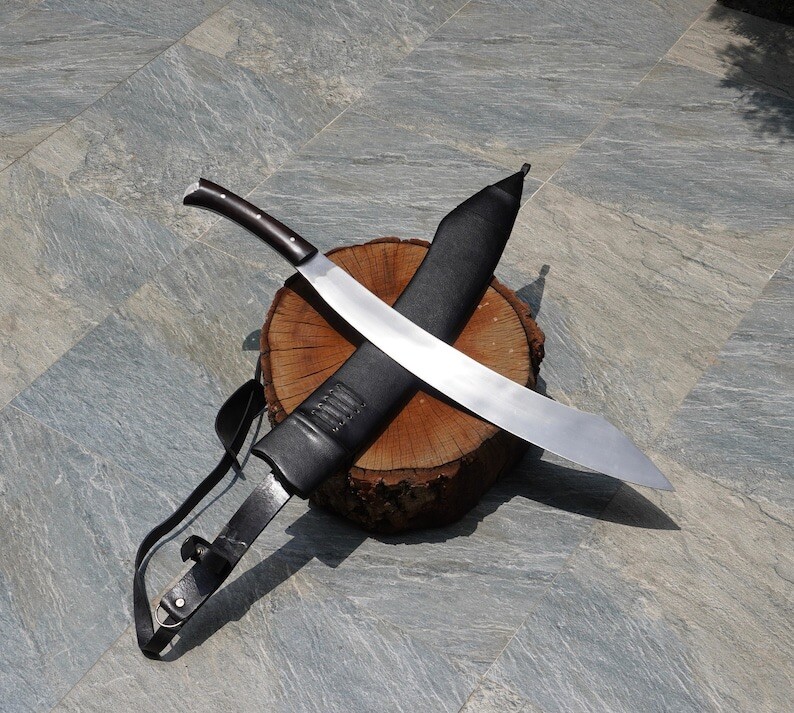 Custom Handmade Carbon Steel Blade Tactical Machete Sword| Hunting Sword Camping