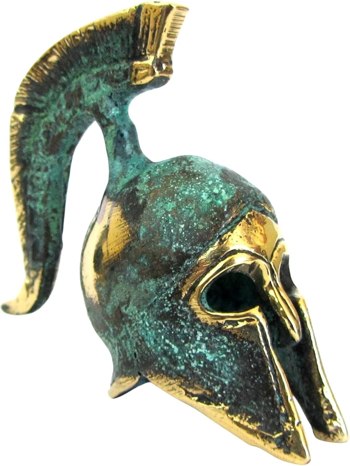 Historic Bronze Spartan Helmet Replica – Handcrafted with Oxidized Green Gold