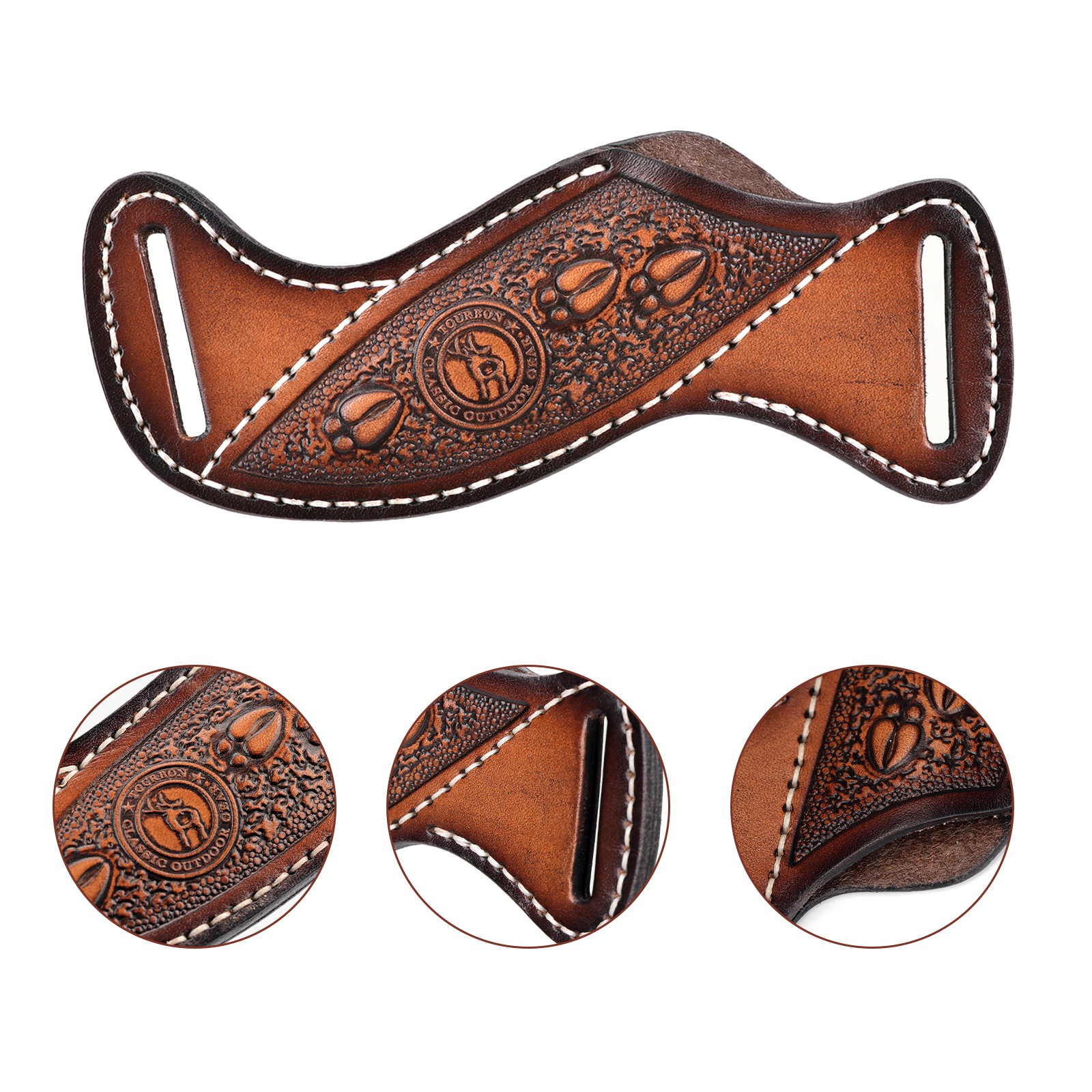 TOURBON Leather Fixed Blade Knife Sheath Slanted Pancake Belt Holster Hunting US