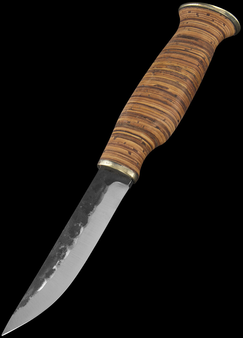 Wood Jewel Fixed Knife 3.63″ Carbon Steel Blade Stacked Birch Bark Handle Sheath