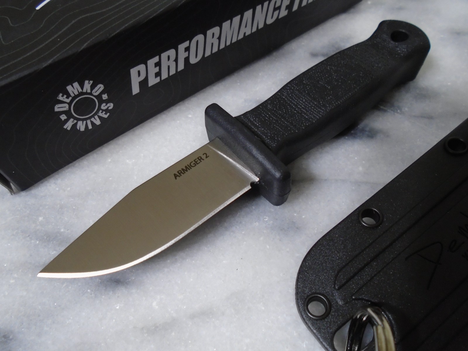 Demko Armiger 2 Mini Clip Point Fixed Blade Knife Covert DEM09648 4034SS Sticker