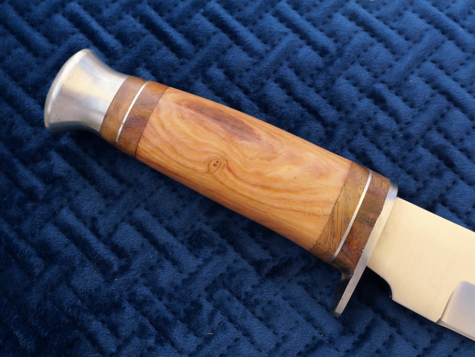 10” Fixed Blade Knife Survival Olive Wood Handle Custom Leather Sheath 5.5” Edge