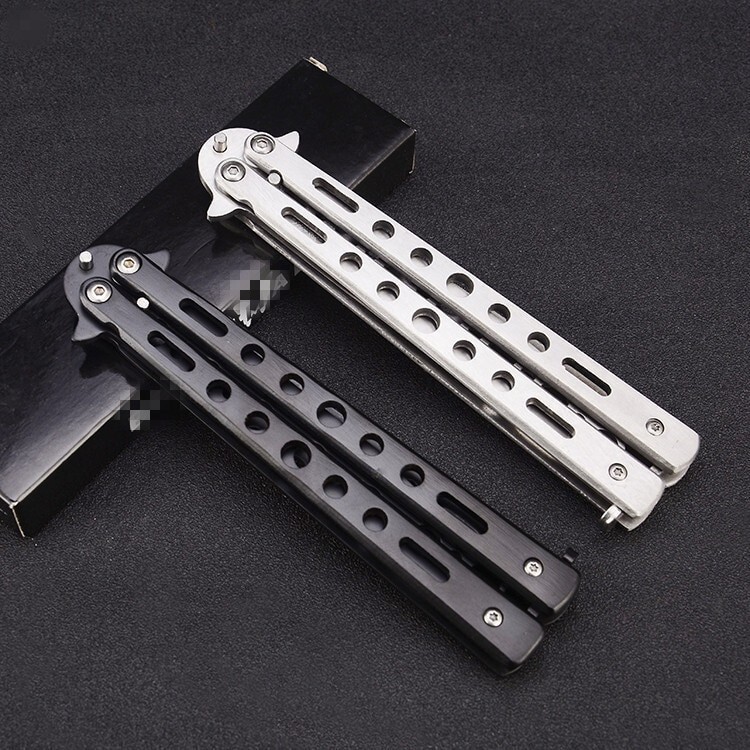 Butterfly Trainer Training Dull Tool Black Metal knife Practice NEW