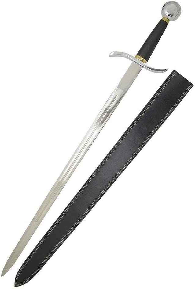 42″ Fantasy Medieval Silver Knight Sword With Matching Scabbard