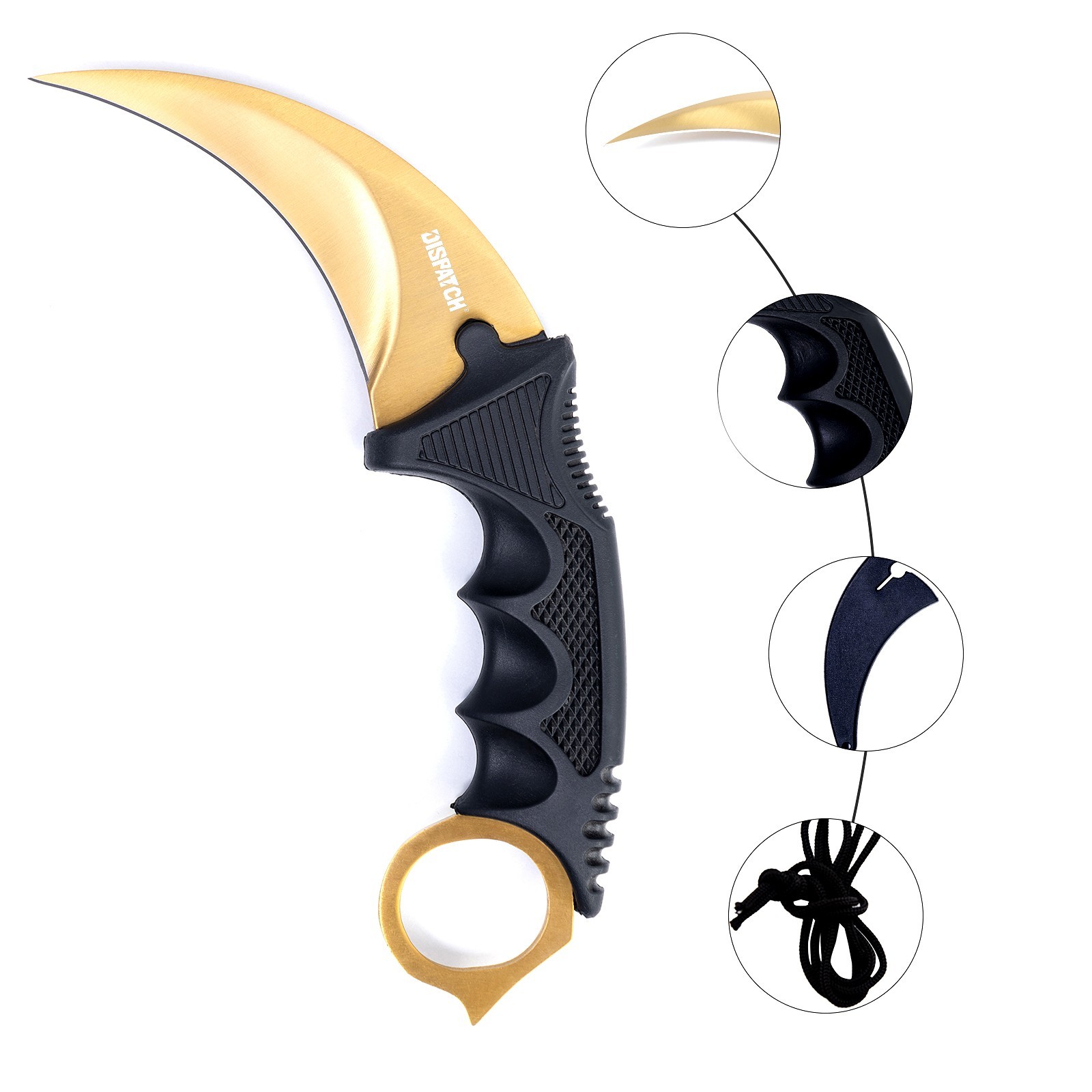 7.5″ Military Combat Tactical Karambit Fixed Blade Neck Knife withSheath Black