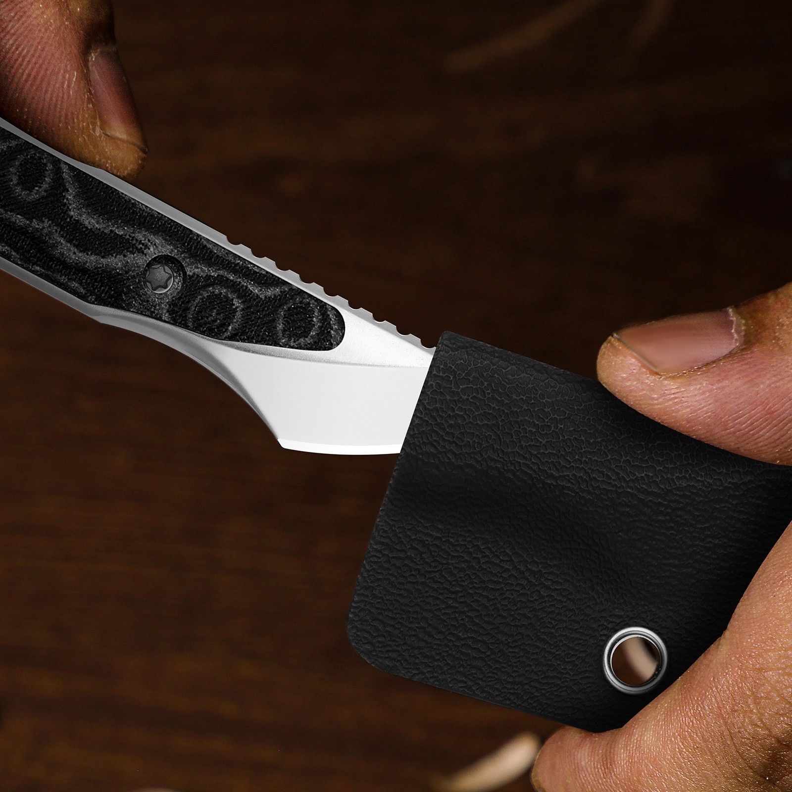 Kizer Cannoli Keychain Fixed Knife AUS-10 Blade Micarta Handle + Sheath 1089A1