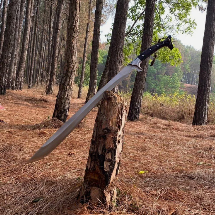 Custom Handmade Carbon Steel Blade Tactical Machete Sword| Hunting Sword Camping