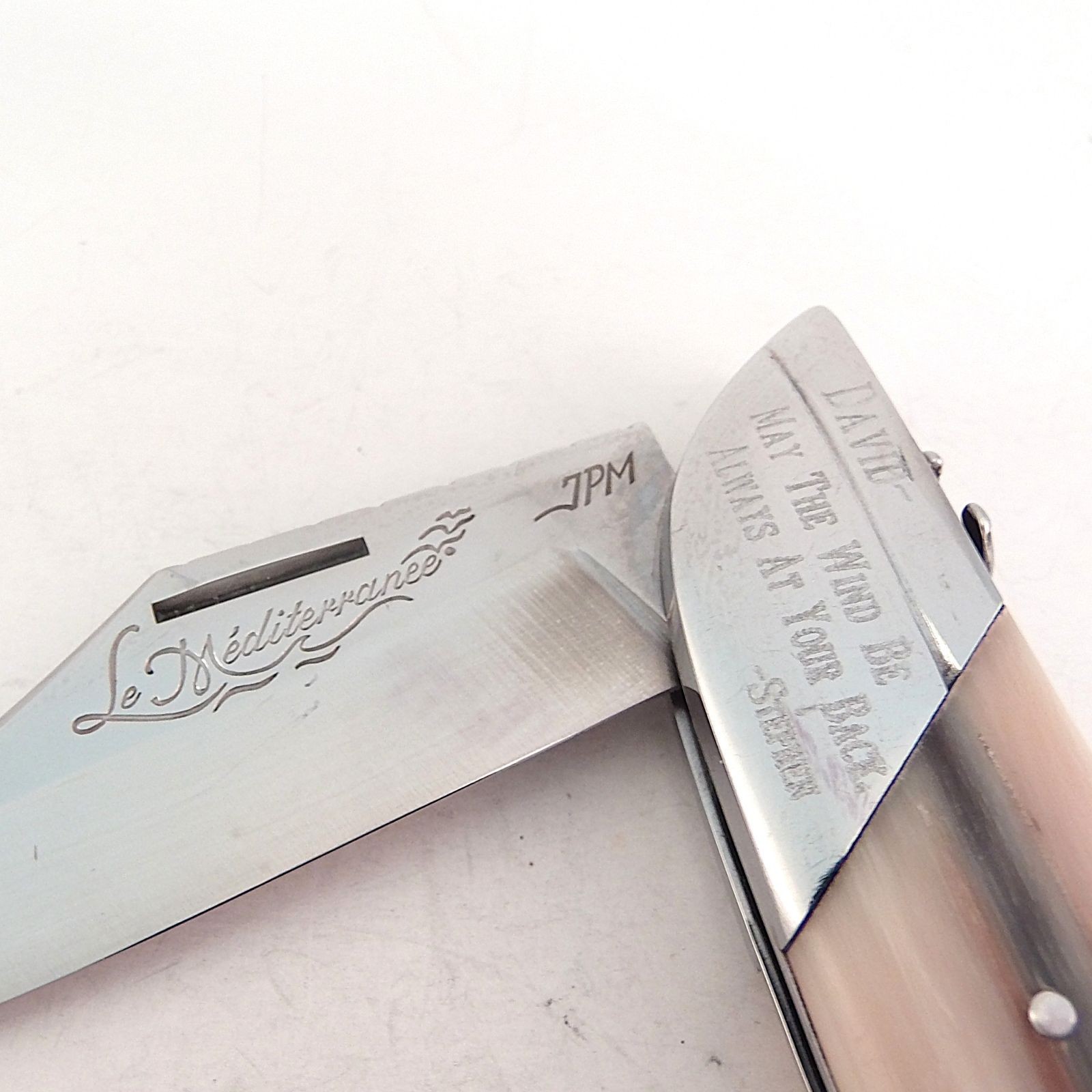 Florinox Le Mediterranee Horn Pocket Knife 12C27 Stainless Steel French Anchor