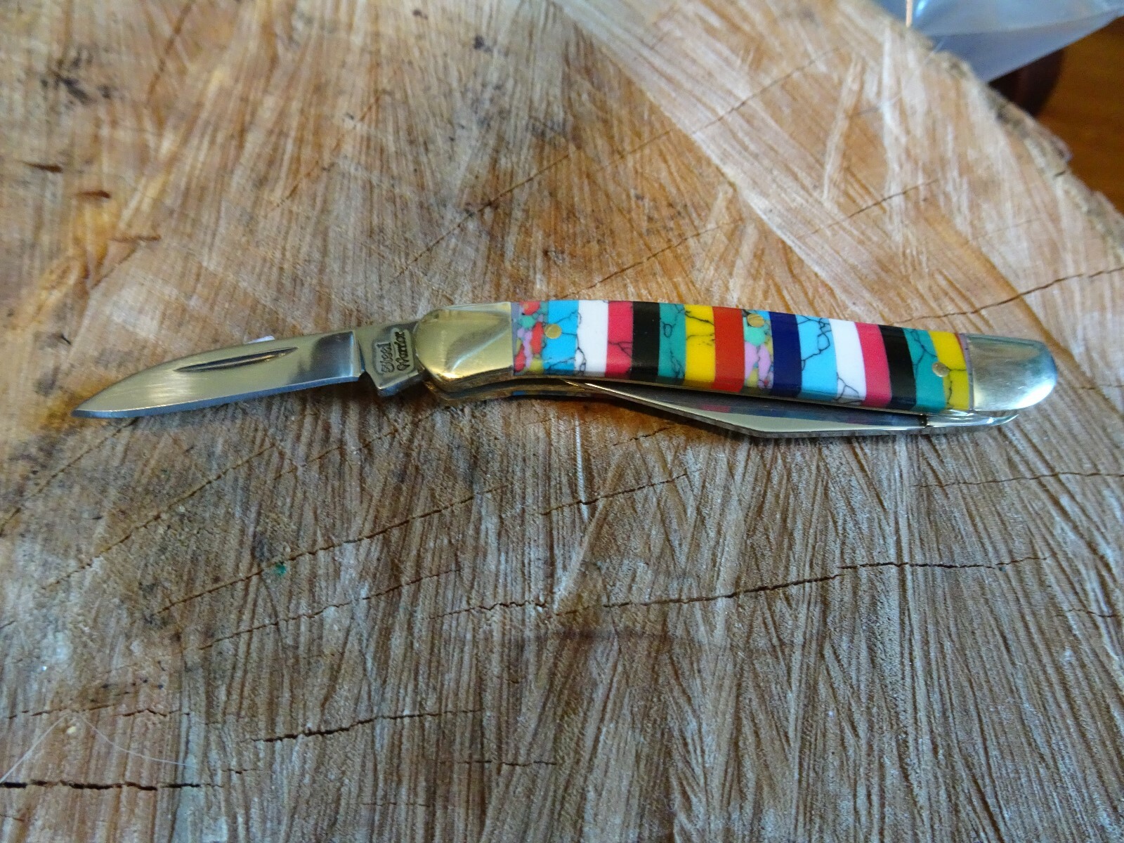 THE NEWEST STEEL WARRIORS 3″ LT COPPERHEAD MULTI-COLOR TURQUOISE HANDLE 2 BLADE