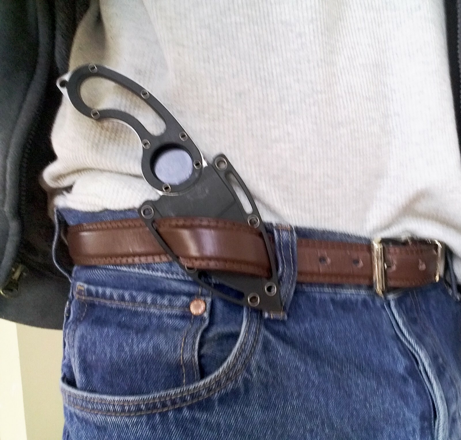 Concealed Carry Full Tang Fixed Blade Boot Neck Knife w/ Finger Hole EDC Sheath