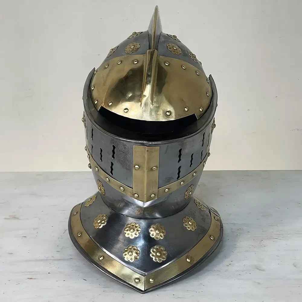 Vintage French Medieval Knight’s Helmet in Brass for Best gift