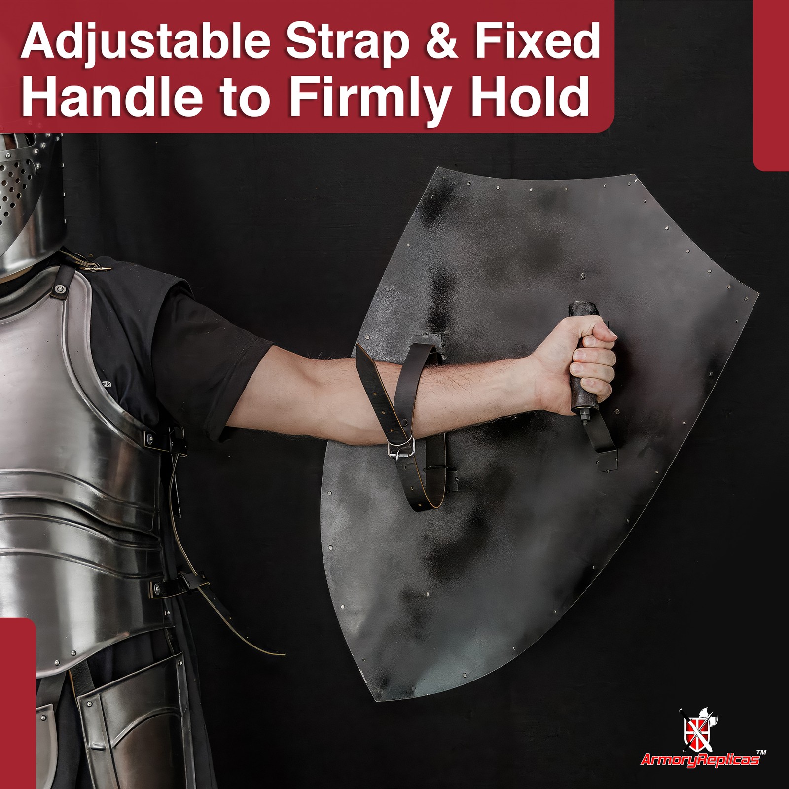 Medieval Knights Templar Shield Crusader Red Cross 28″ Polished Steel Armor
