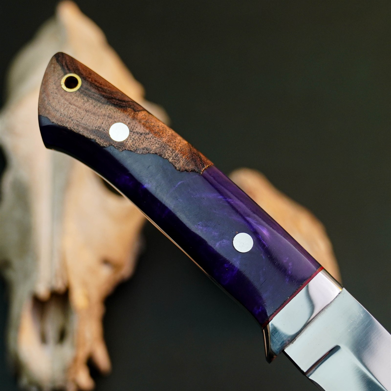 8.6″ Hunting EDC Stainless Knife Handmade Full Tang Wood Handle + Sheath