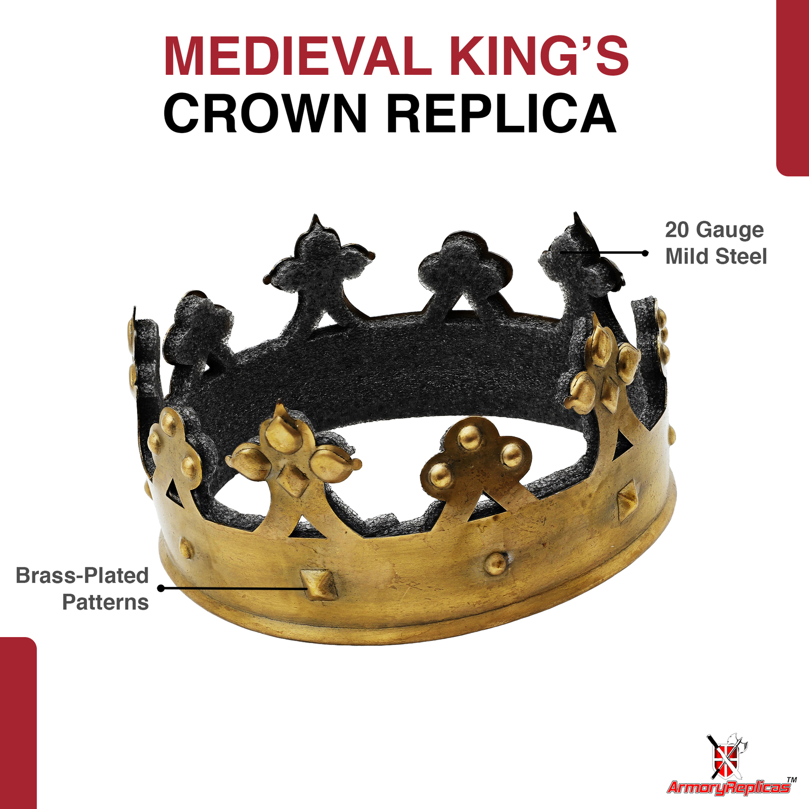 King Crown Brass Plantagenet Crown Brass Gift Item Handmade Medieval Halloween