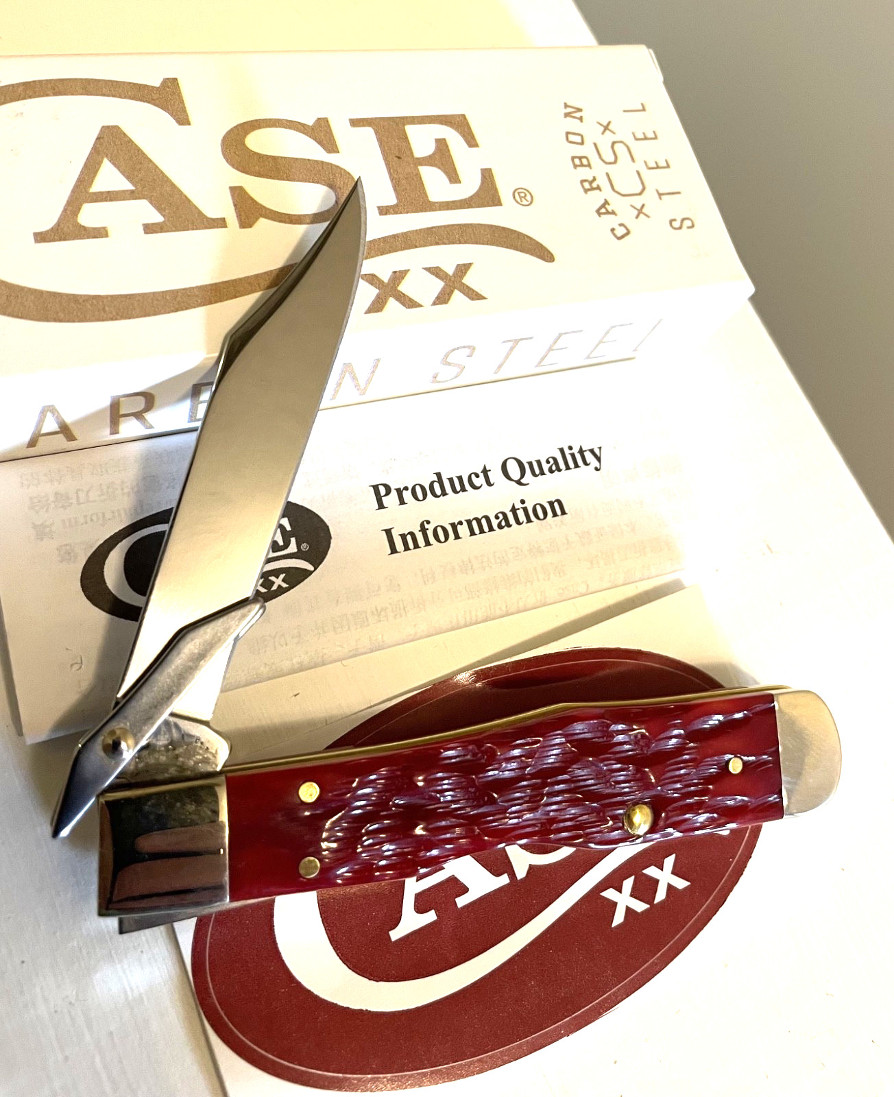 Case XX 2026 Dark Red Bone Peach Seed Jigged Cheetah Cub 611 1/2L CS ITEM #31943