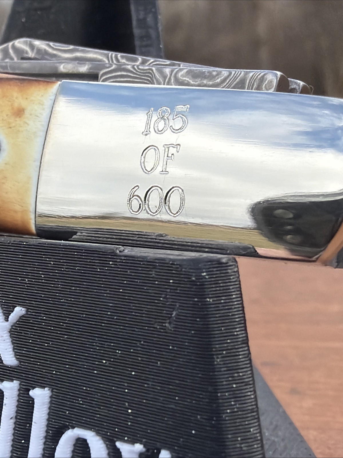 BEAR & SON INDIA STAG BONE DAMASCUS STEEL BCGS281D 1/2 BABY BARLOW KNIFE