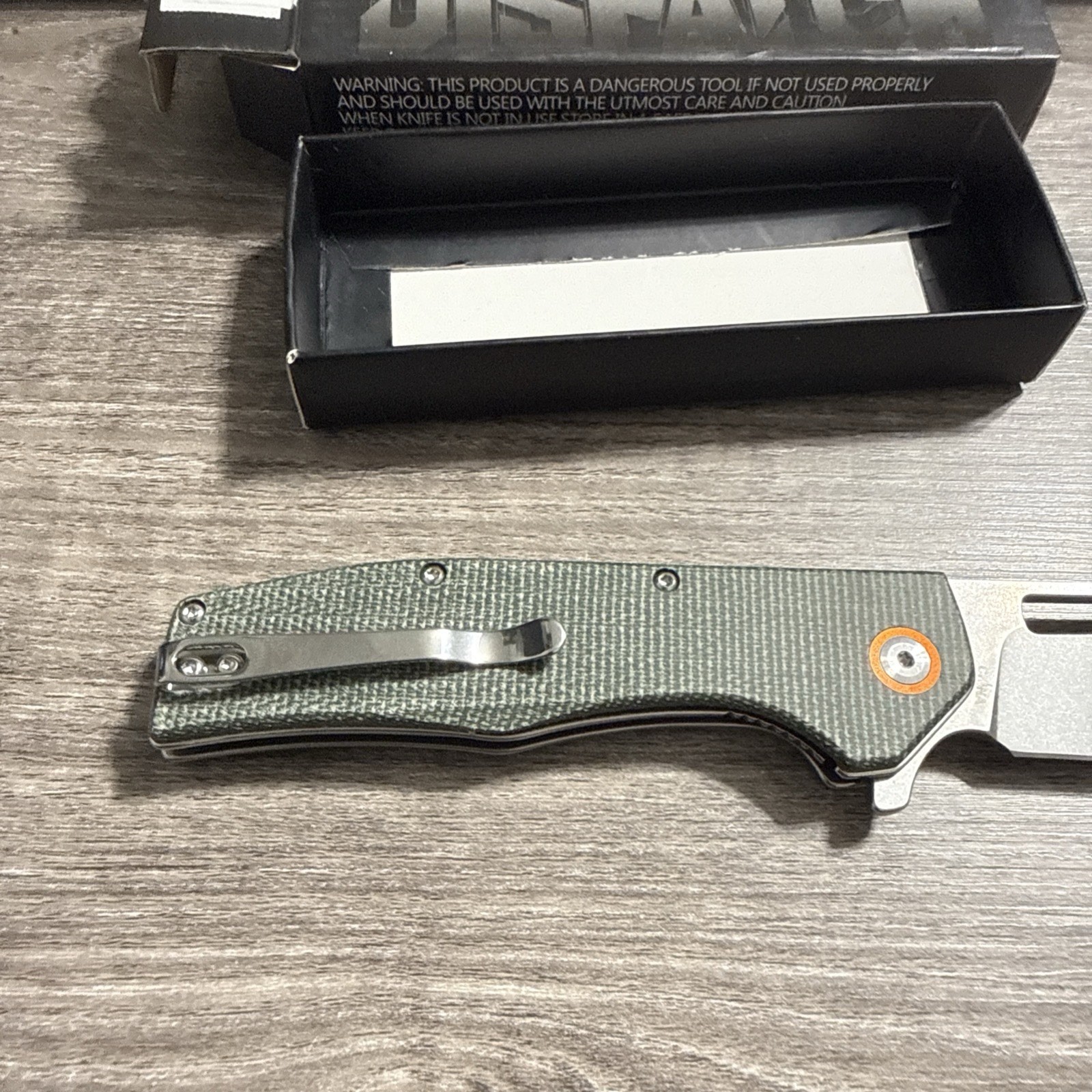 Dispatch Pocketknife Green Micarta Handle Stainless Cleaver Blade Manual Liner
