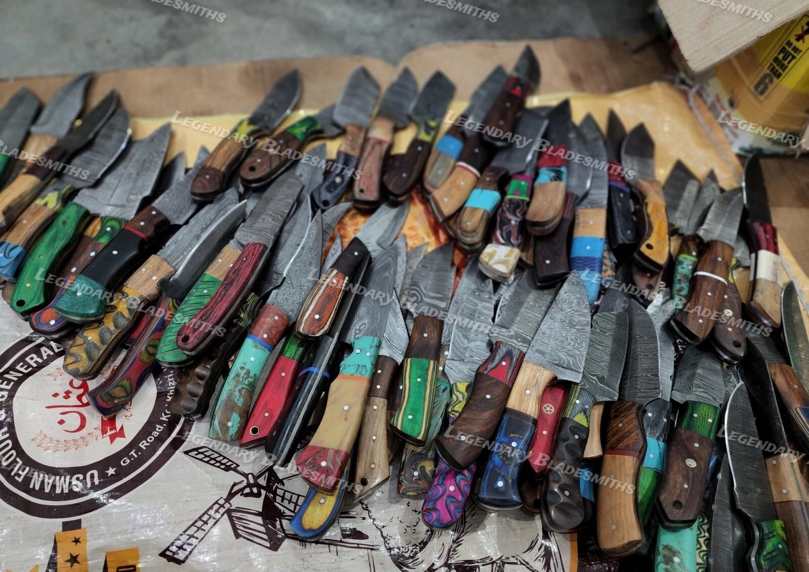Lot of 20 Custom Handmade Damascus Steel 8″ Full Tang Skinner Hunting Knifes US.